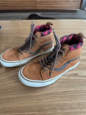 Vans Sk8-Hi MTE High Top Sneakers – Ginger Brown / Red & Black Flannel 8 W 6.5 M